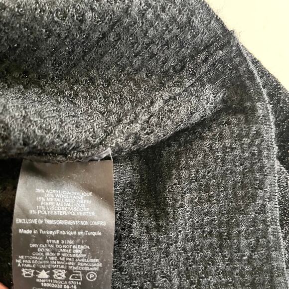 Tory Burch Black Isabelle Wool Metallic Knit Ruffle Neck Sweater Dress Large - Picture 12 of 12